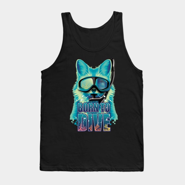 Born to dive fox scuba diving underwater among coral reefs Tank Top by Settha.sk